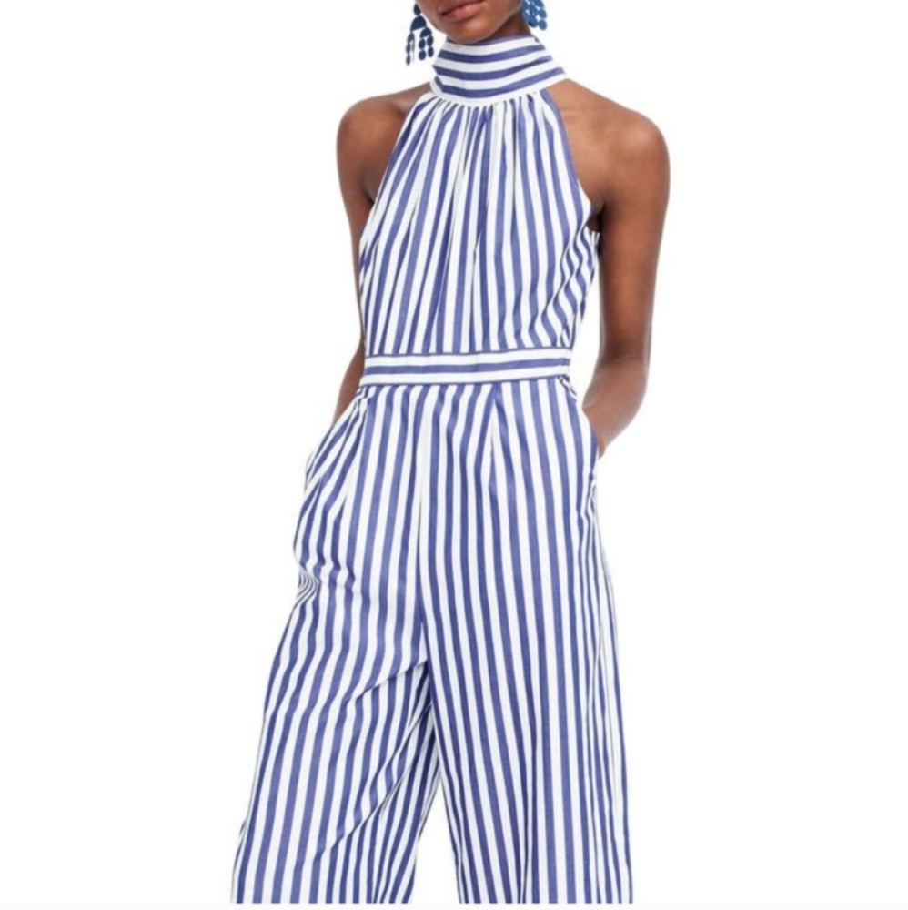 J Crew Halter Striped Jumpsuit Size 8p